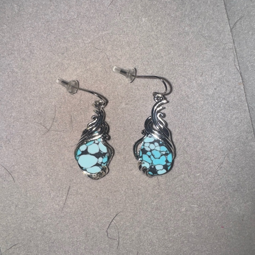 Elegant Silver and Turquoise Earrings
